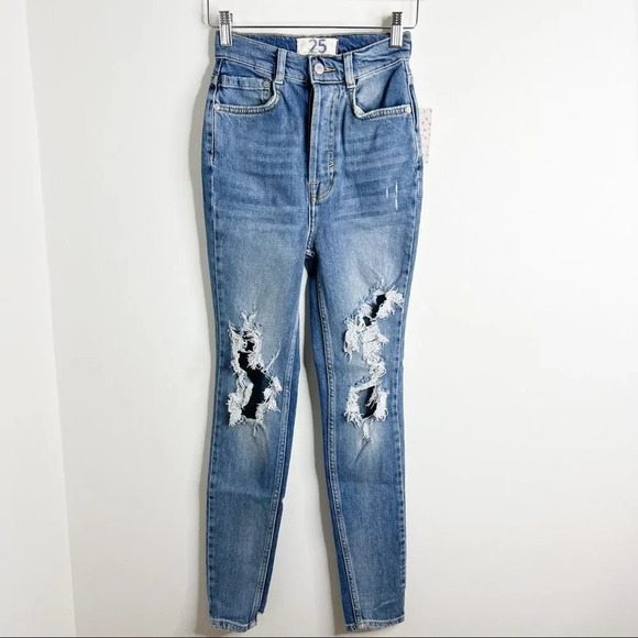 NWT Free People We The Free Phoenix Distressed Skinny Jeans In Blue-blues - Picture 2 of 10